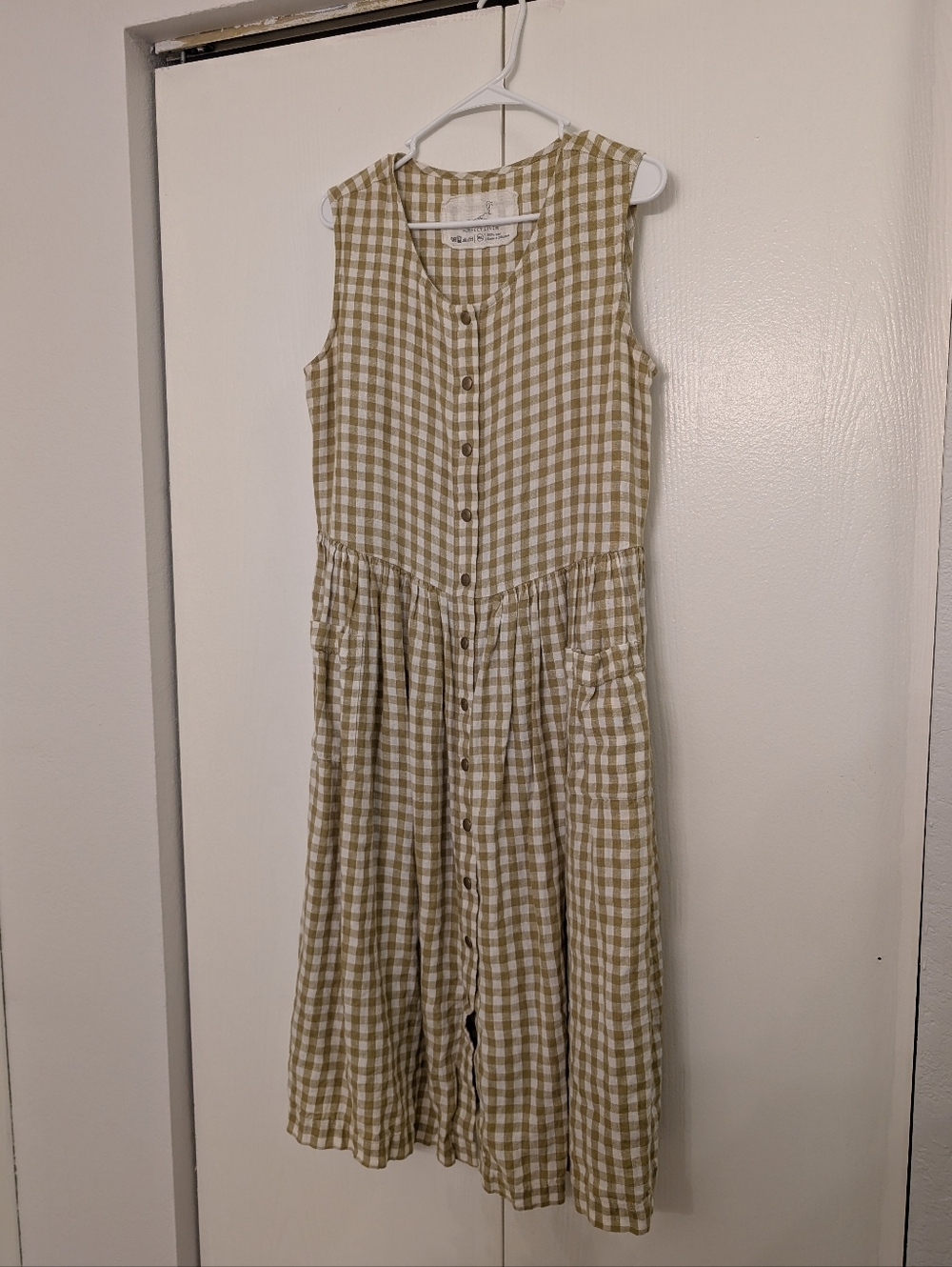 NPL notPerfectLinen Mama Dress In Green And White Gingham